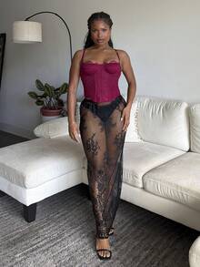 Tyla Gomez Top de tirantes bustier unicolor - Burdeos - Ver 3