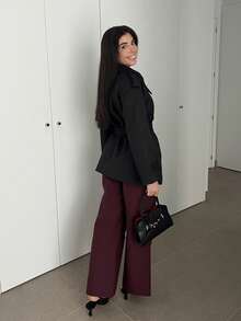 Hitanina Áo khoác trench coat hai hàng khuy thời trang và thanh lịch dành cho nữ theo phong cách Pháp Áo khoác trench coat nữ Áo khoác trench coat nữ vào mùa thu/đông - màu đen - Xem 2