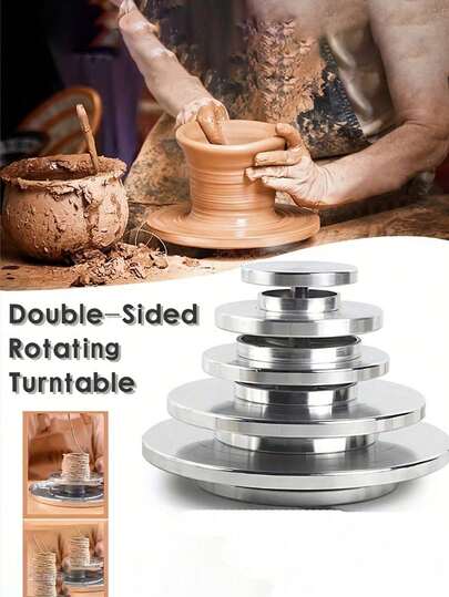 1PC Double-Sided Pottery Turntable, Suitable For Ceramic Clay Sculpting - Durable Aluminum Alloy Platform