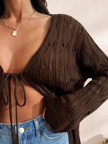 SHEIN Women Brown Kimono For Summer Vacation - Brown - View 2