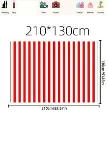 1 pieza Fondo a rayas rojas y blancas, fondo plano 2D adecuado para fiestas de cumpleaños, eventos con temática de circo y fondos fotográficos, opción perfecta para decoración de estudio - Multicolor - Ver 2