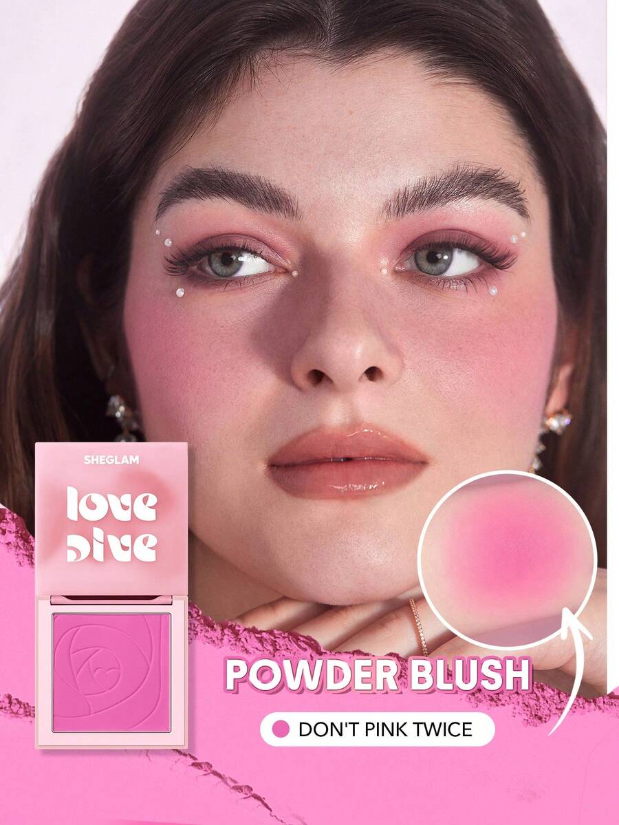 SHEGLAM Love Dive Tender Heart 粉狀腮紅-Dont Pink 雙重霧面腮紅 高度著色 不褪色 持久 輕盈 可混合 絲滑腮紅 情人節 粉紅色腮紅 - Dont Pink Twice - 查看 1