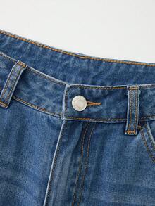 GlowEve Quần jeans nữ có bèo nhún ở gấu quần - Rửa tối - Xem 7