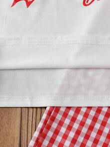 Vintaside Kids 女童休闲格子樱桃T恤和阔腿裤套装，女童蝴蝶印花宽松裤装，百搭夏季服饰 - 紅色 - 查看 8