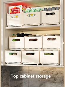 1PC Expandable Plastic Storage Drawer Adjustable Drawer Organizer Cabinet Storage Box Multifunctional Stackable Divider Container Kitchen Cabinet Organizer Pantry Utility Basket Utensil Holder Beverage Can Dispenser For Home Organization Must Have - Beige - View 2
