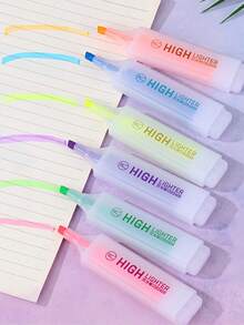 6PCS Chisel Tip Large Ink Capacity Macaron Colors Fluorescent Highlighter Pen For Drawing Marking Studying Note Taking Office School Supplies Stationery Essentials - multicolor - View 7