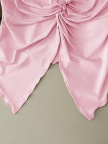 GlowEve Áo kiểu satin không dây thắt nút thời trang nữ, thanh lịch cho mặc hàng ngày, đi nghỉ mát, đi chơi, dự tiệc, mùa xuân/hè. - Hồng - Xem 6