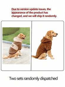 Áo khoác nỉ dày dặn có mũ trùm đầu, ấm áp và chắn gió cho chó cỡ vừa/lớn, thích hợp cho mùa thu/đông. - Màu Khaki - Xem 11