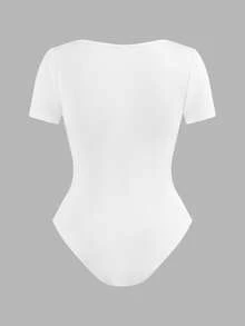 SHEIN EZwear 3件套女士纯色方领休闲百搭短袖连体衣 - 彩色 - 查看 11
