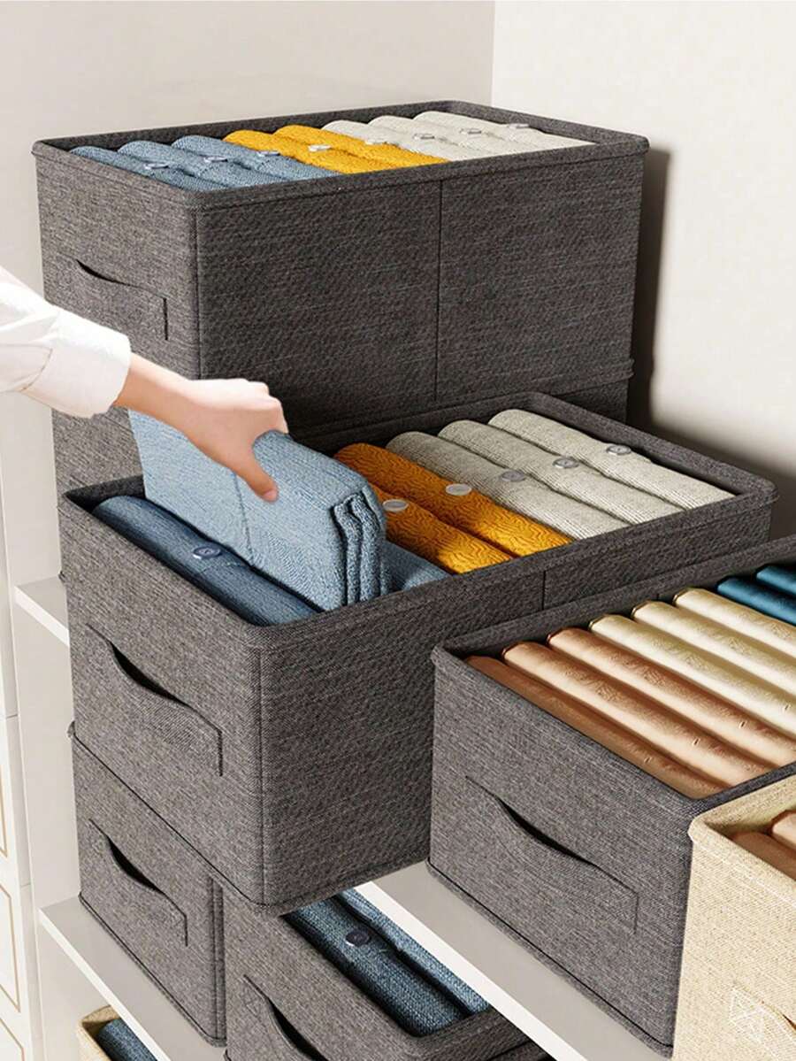 Gray Fabric Folding Underwear And Bra Storage Box, Home-Use Washable Laundry Cabinet Organizer - Grey - View 1
