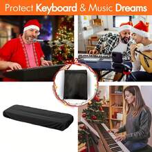 1 pieza Cubierta antipolvo para teclado de piano, adecuada para pianos digitales, protector de teclado de música con cordón de bloqueo de cobertura completa, adecuada para pianos de 61 teclas y 88 teclas. - Multicolor - View 3