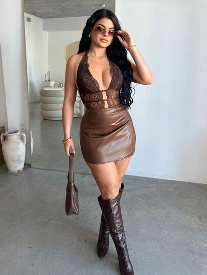 Dayanna Comas تنورة قصيرة ضيقة للنساء، لون أسود سادة، بطراز أمريكي كلاسيكي، مناسبة لجميع المواسم