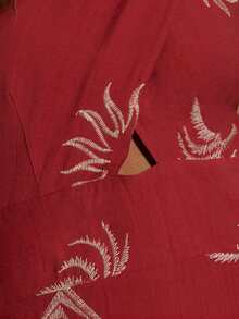 Nöista Women's Vacation Halter Neck Embroidered Crisscross Dress - Red - View 8