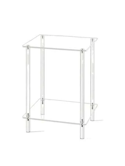 Una mesa cuadrada de acrílico con bordes circulares de doble capa, ligera y desmontable, adecuada para salas de estar, áreas de recepción de oficinas, apartamentos, fiestas al aire libre.