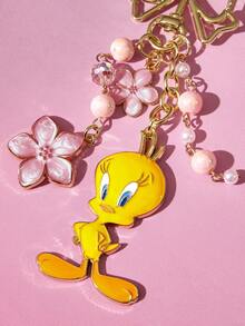 LOONEY TUNES X SHEIN Cute Cartoon Tweety Zinc Alloy Bag Charms,Bow Knot Keychain, Flowers Pendants, Souvenirs, Collectibles, For Gifts, Wallets, School Bags, Backpacks,Car Accessories - Nhiều màu - Xem 3