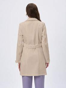 Scrubzie 防皱长袖衬衫领多口袋女士手术服外套 - 杏色 - 查看 2