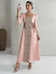 Yasmyna 新款中东优雅提花阿拉伯风格女士晚礼服 - 粉色 - 查看 5