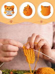 POKOJA LAND 1 Hand-Crocheted Desktop Decorative Ornament Fun And Adorable Animal/Plant Sci-Fi Designs Birthday Gift Card Mother's Day/Father's Day Gift For Dad Present For Colleagues, Family, Mom, Women, Men, Her, Him, Sisters, Best Friends Hand-Knitted Positive Emotions Knitting & Crocheting Gratitude, Inspiration, Encouragement Creative Graduation & Holiday Gifts Party Favors, Small Gifts, Souvenirs - Orange cat P card - View 7
