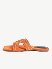 CUCCOO CHICEST Simple And Versatile Temperament Comfortable Fashion Generous Commuter Vacation Beach Flat Sandals - Orange - View 5