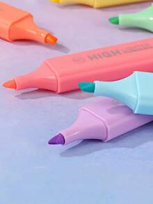 6PCS Chisel Tip Large Ink Capacity Macaron Colors Fluorescent Highlighter Pen For Drawing Marking Studying Note Taking Office School Supplies Stationery Essentials - multicolor - View 4