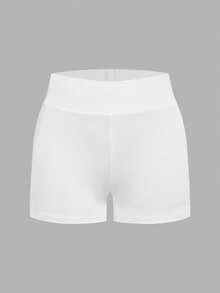 SHEIN EZwear 3件套女士夏季休闲通勤运动度假风高腰骑行短裤，黑色、白色、豹纹印花 - 彩色 - 查看 3