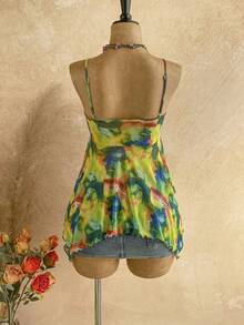 Soleia Nuevo top bohemio de estilo vintage con escote en V, parches de lentejuelas, encaje y bajo asimétrico para vacaciones - Multicolor - Ver 2