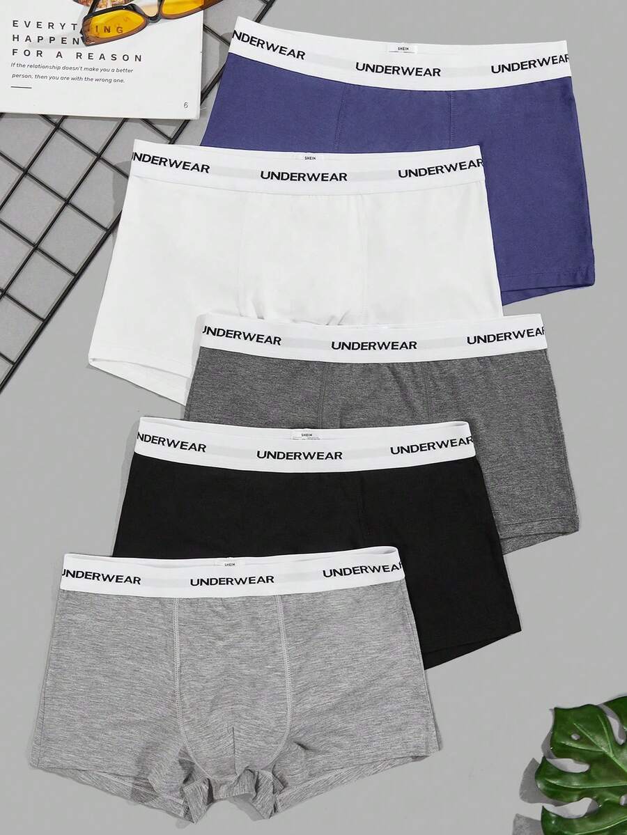 Snug Zone 男士5入組腰部字母條帶平角內褲 - 彩色 - 查看 1