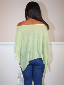 Steph T 女式休闲宽松不对称下摆衬衫，夏季款式 - 青檸色 - 查看 2