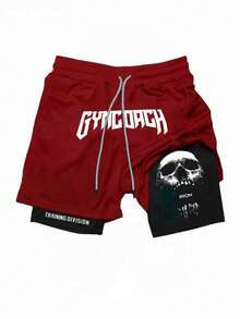 Manfinity Sport Corelite Bộ đồ thể thao nam gồm áo thun và quần short in hình đầu lâu. - màu đen - Xem 4