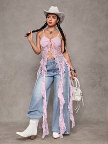 Jeanoix Women's Button Front Pocket Frayed Hem Loose Casual Jeans - Light Wash - View 6