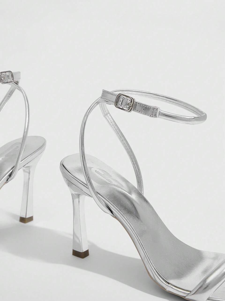 CUCCOO SZL Women Shoes Spring And Summer New Silver Mirror Ankle Strap Women's High Heel Sandals Stylish Simple Comfortable Versatile Sexy Party Banquet Women's Sandals