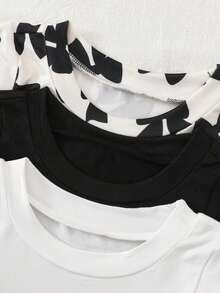 SHEIN 女童夏季三件套，女婴短袖波点休闲套装 - 彩色 - 查看 7