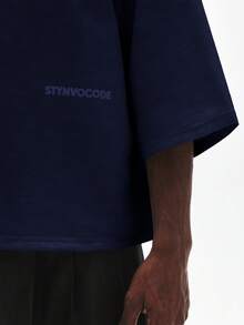 STYNVO 男士纯色休闲简约T恤 - 藏蓝色 - 查看 5