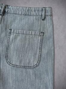 Manfinity EMRG Men's Casual Washed Denim Shorts, Summer - Blue - View 7