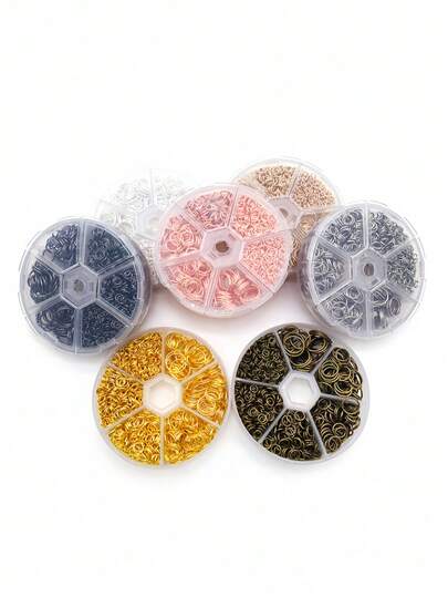 1010 chiếc vòng nối kim loại dạng mở và đóng, nhiều kích cỡ, dùng làm đồ trang sức thủ công, hộp đựng.