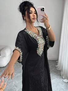SHEIN Raffinéa Đầm satin buộc dây phối ren dành cho nữ, thích hợp cho mùa xuân/hè. - màu đen - Xem 7