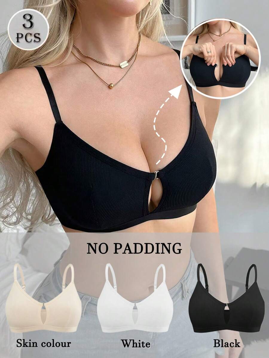 3pcs Soft & Comfortable Maternity Nursing Bras - Multicolor - View 1