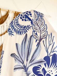 SHEIN Đầm bầu in hoa, thắt eo, kiểu dáng thường ngày, thích hợp cho kỳ nghỉ. - Nhiều màu - Xem 7