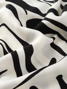 Franclia Women's Allover Print V-Neck Twist Front Long Party Dress - Black and White - View 7