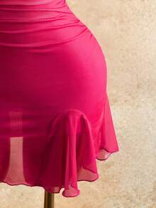 Mistrie New Sexy Slim Fit Backless Strapless Gradient Suspender Dress - Hot Pink - View 3