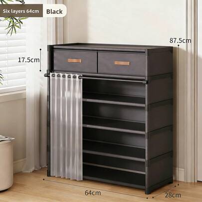 Home Multi-Layer Shoe Rack With Curtains, Shoe Cabinet, Storage Display Rack, Shoe Storage Cabinet With Drawers And Curtains, Large Capacity Shoe Cabinet, Suitable For Indoor And Outdoor Use, Suitable For Placing At The Door, Home, Indoor, Holiday Gifts, Christmas Gifts, Children's Gifts