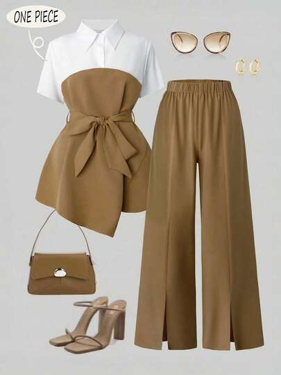 Franclia Áo sơ mi ngắn tay phối màu thời trang mới về, kiểu dáng thanh lịch và sành điệu.