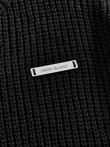 ROMWE MEN Essentials Áo thun nam tay ngắn cổ tròn thêu họa tiết phong cách đường phố Anh - màu đen - Xem 4