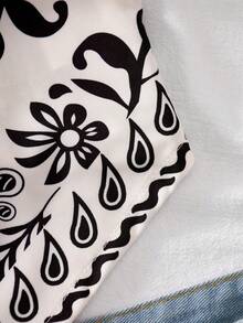 Summer Tops Teen GirlMinimalist Printed Asymmetric Shoulder Tank Top Bohemela Top - Black and White - View 6