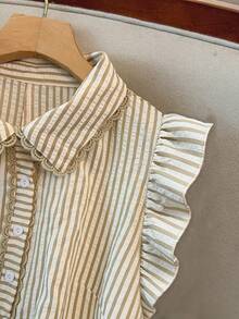 GlowEve CURVE 女士条纹领衬衫裙，休闲度假连衣裙，春夏连衣裙 - 杏色 - 查看 5