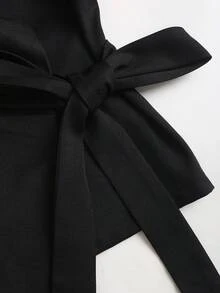Sweetra Elegante chaqueta tipo blazer de estilo francés con diseño de escote en V y tirantes cruzados en color negro, moda minimalista y práctica para mujer, para primavera/verano - Negro - Ver 3