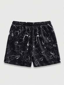 ROMWE MEN Prep Men's Letter Print Casual Versatile Daily Wear Shorts - Black - View 2