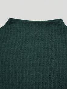 Sweetra Plus Size Women Metal Crescent Moon Buckle Dress - Dark Green - View 3
