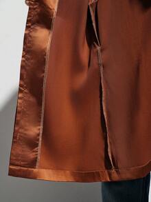 Aveloria Modichic 极简通勤风衬衫裙，翻领设计，腰部饰有腰带，隐形门襟，长袖，修身显瘦 - 銅色 - 查看 8