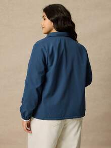 Juhart Plus Size Women's Solid Color Long Sleeve Zip-Up Wool Casual Jacket, Autumn/Winter - Blue - View 2